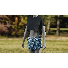 Women's Jean Shorts with Tshirt 3D model